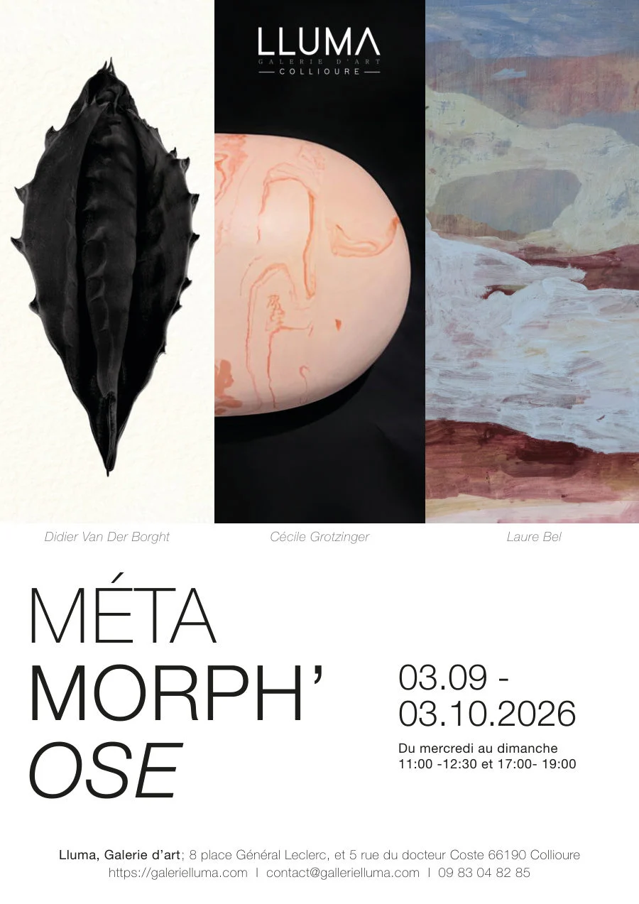 Affiche de l'exposition Métamorph'ose à la galerie Lluma de Collioure
